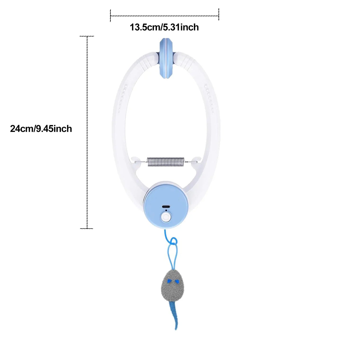 Rechargeable Electric Cat Teaser Toy - Remote Control, Clip on Door Frame, Automatic Interactive, Mice Shape, Universal Fit, Stylish Touch Kitty Toy for Cat Exercise & Fun (Blue)