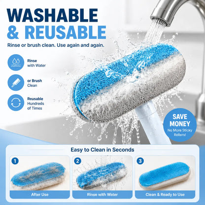 Upgraded Pet Hair Remover for Dog & Cat Hair, Reusable Lint Brush with Adjustable Long Handle, Portable Fur Remover Tool for Sofa Couch Furniture Carpet Bedding Clothes Car Seats, Washable Multi Surface Hair Removal Cleaner, 4 in 1 Design
