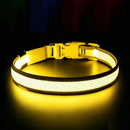 LED Light up Dog Collar - USB Rechargeable Luminous Safety Collar, Adjustable Soft Mesh for Small Medium Large Dogs (S-L)
