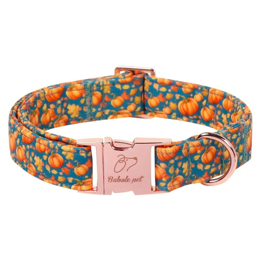 Fall Pumpkin Latte Print Puppy Collar | Adjustable Heavy-Duty Small Dog Collar with Metal Buckle, XS Size
