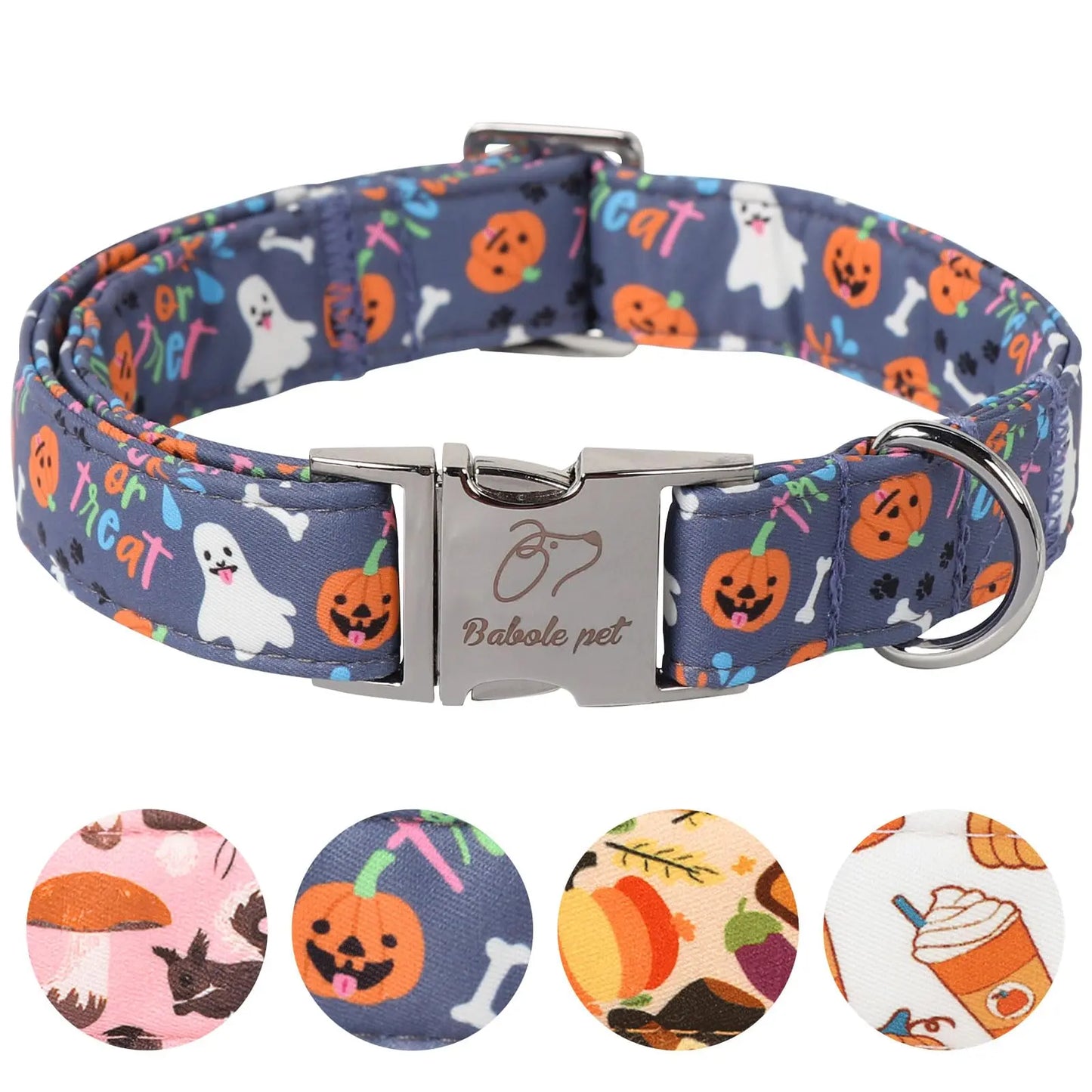 Fall Pumpkin Latte Print Puppy Collar | Adjustable Heavy-Duty Small Dog Collar with Metal Buckle, XS Size