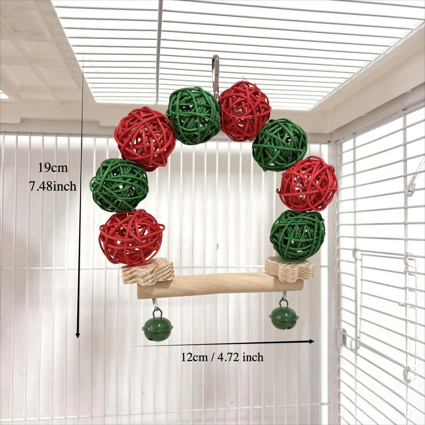 3Pcs Parrot Christmas Toy Set, Festive Parrot Vine Ball Swing Tree, Ideal for Small Parrots, Fun Bird Play, Cage Hanging Decor