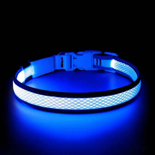 LED Light up Dog Collar - USB Rechargeable Luminous Safety Collar, Adjustable Soft Mesh for Small Medium Large Dogs (S-L)