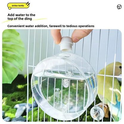 Space Capsule Automatic Bird Water Dispenser, Large Bird Cage Water Feeder for Budgies Cockatiels Parakeets, Hanging Pet Waterer