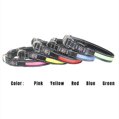 LED Light up Dog Collar - USB Rechargeable Luminous Safety Collar, Adjustable Soft Mesh for Small Medium Large Dogs (S-L)