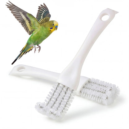 Bucatstate All-In-1 Bird Cage Cleaning Kit - Angled Brush, Poop Scraper for Parrot Cages & Accessories, Bird-Safe Steel Parts, Deep-Scrubbing for Owner Daily Spot Cleans