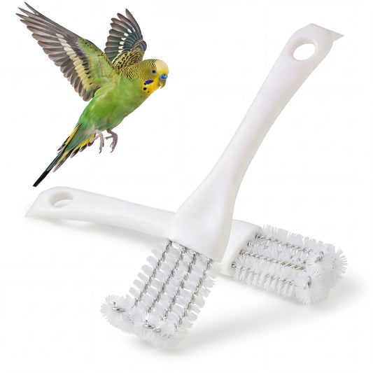 Bucatstate All-In-1 Bird Cage Cleaning Kit - Angled Brush, Poop Scraper for Parrot Cages & Accessories, Bird-Safe Steel Parts, Deep-Scrubbing for Owner Daily Spot Cleans
