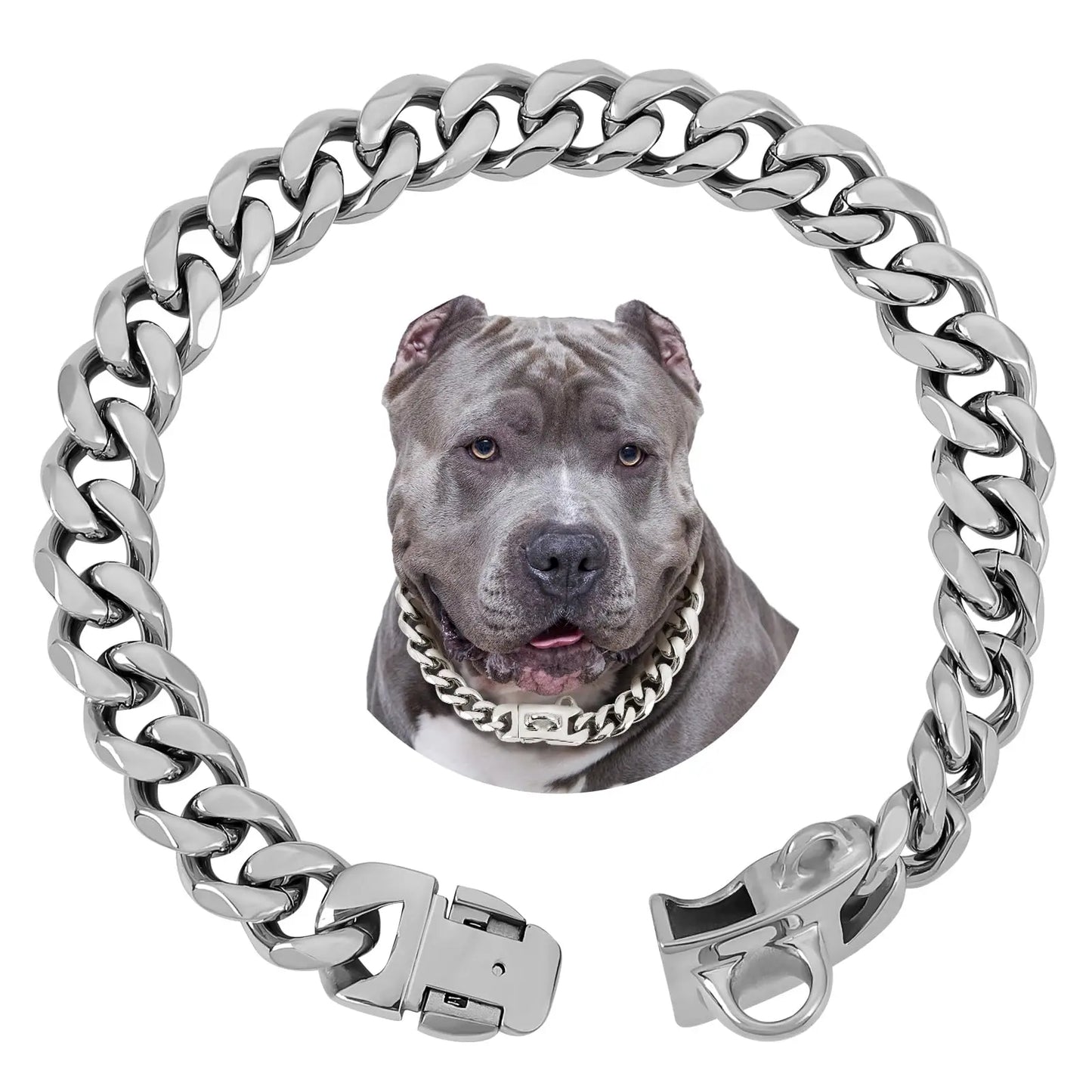 15MM Gold Stainless Steel Cuban Link Dog Collar, Heavy-Duty Chew-Proof Durable Training Collar for Dogs (20" Gold), Durability