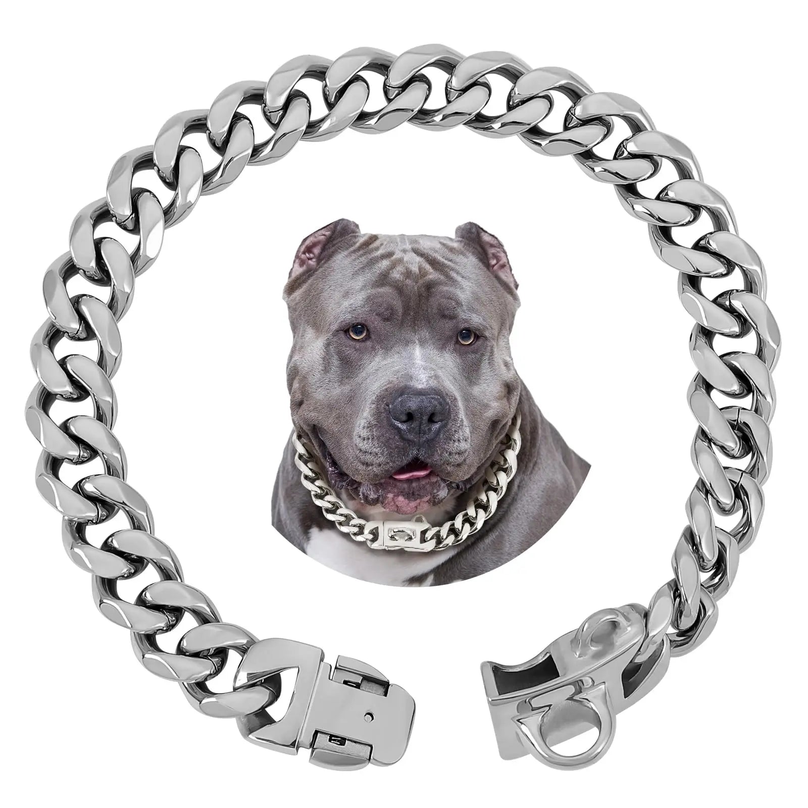 15MM Gold Stainless Steel Cuban Link Dog Collar, Heavy-Duty Chew-Proof Durable Training Collar for Dogs (20" Gold), Durability