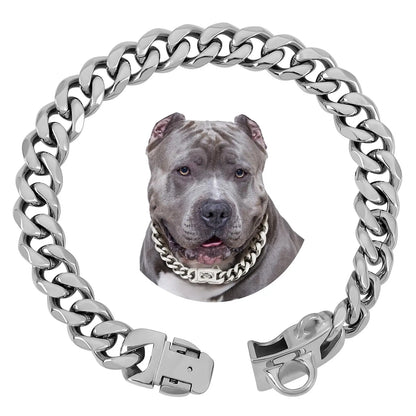 15MM Gold Stainless Steel Cuban Link Dog Collar, Heavy-Duty Chew-Proof Durable Training Collar for Dogs (20" Gold), Durability