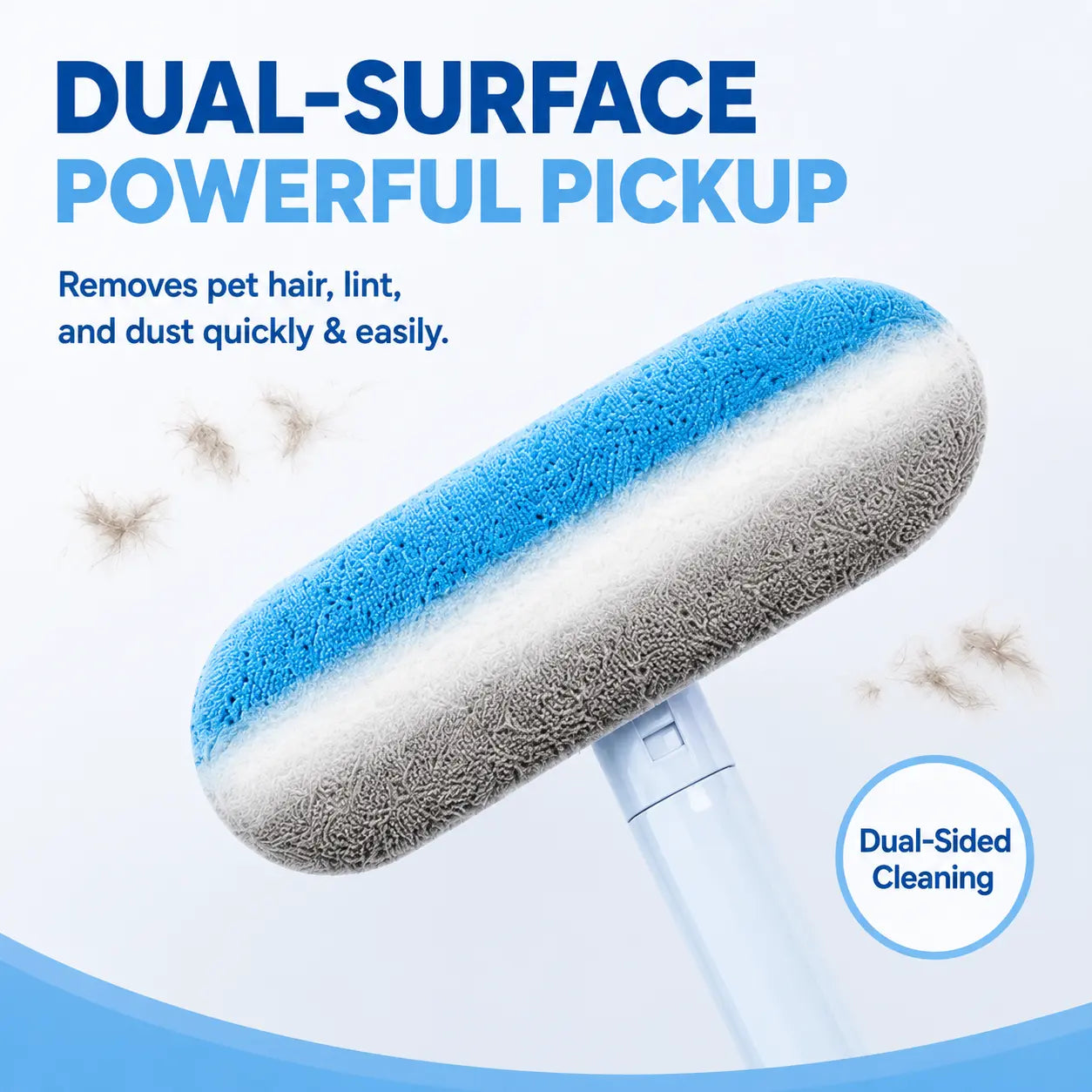 Upgraded Pet Hair Remover for Dog & Cat Hair, Reusable Lint Brush with Adjustable Long Handle, Portable Fur Remover Tool for Sofa Couch Furniture Carpet Bedding Clothes Car Seats, Washable Multi Surface Hair Removal Cleaner, 4 in 1 Design