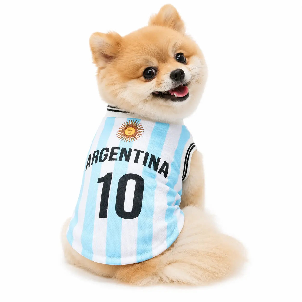Pet Dog & Cat Knit Soccer Jersey Vest - Striped Graphic, English Numbers & Letters Print, Ribbed Cuffs & Hem, Sport Look, Comfortable & Secure Fit, Fun Element, Stylish Functional 1-Piece Apparel for All Breeds