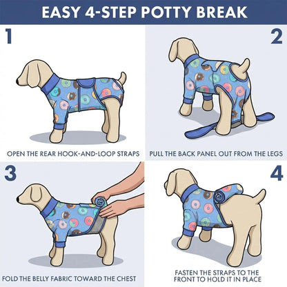 Spark Paws Dog Surgery Recovery Suit – Dog Recovery Suit after Surgery, Anti-Lick Dog Onesie, Abdominal Wound Protector, Soft Cone Alternative for Spay Neuter Male Female Pet Recovery - Donuts - S