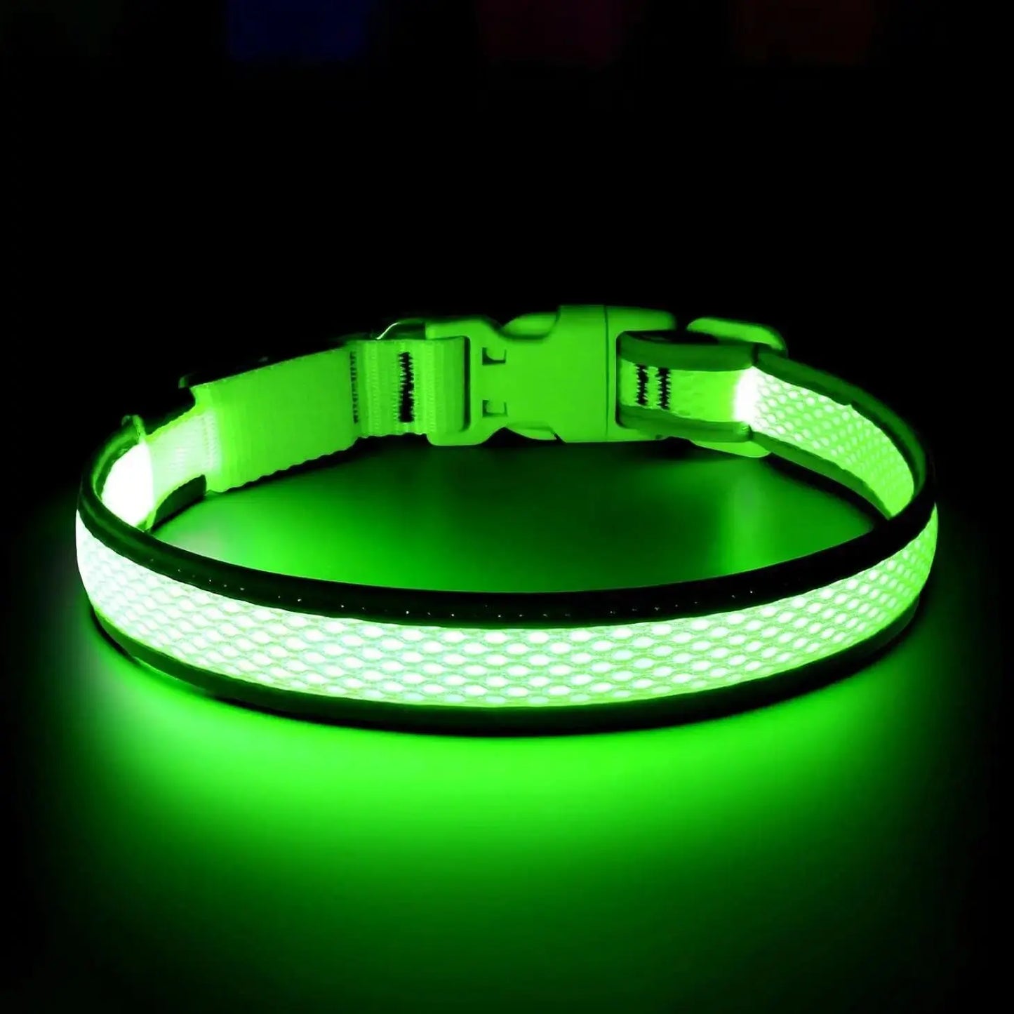LED Light up Dog Collar - USB Rechargeable Luminous Safety Collar, Adjustable Soft Mesh for Small Medium Large Dogs (S-L)