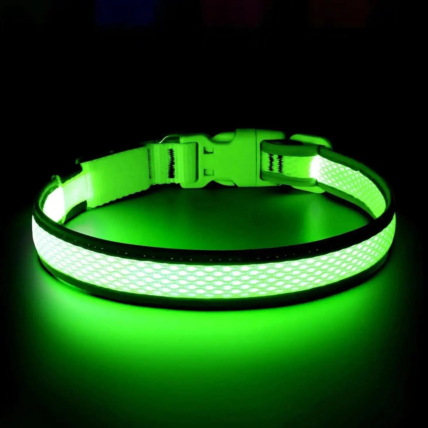 LED Light up Dog Collar - USB Rechargeable Luminous Safety Collar, Adjustable Soft Mesh for Small Medium Large Dogs (S-L)