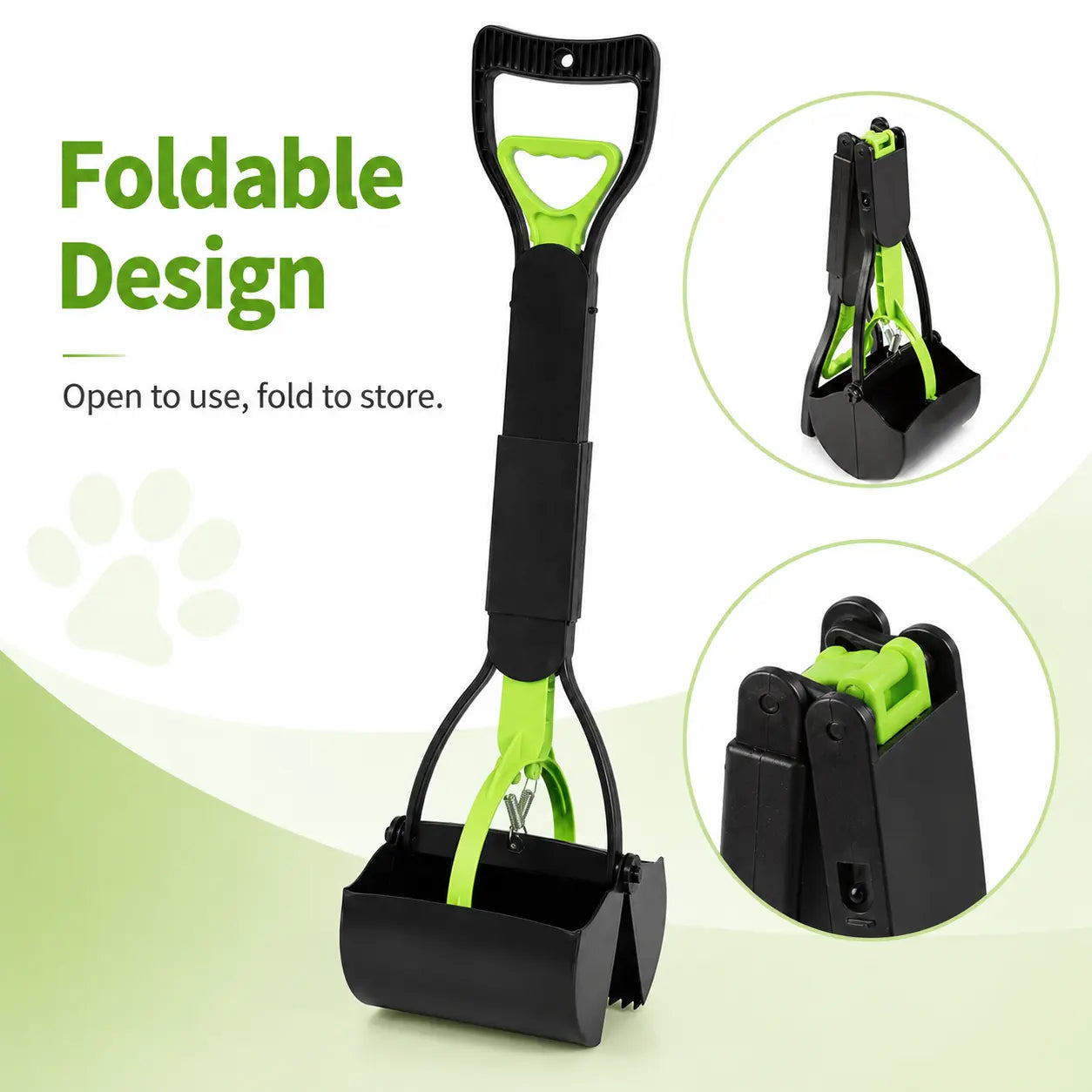Manual Plastic Dog Waste Scooper - Heavy-Duty Long Handle, Tall Profile, Portable Bag Box-Equipped Outdoor Pet Cleanup Tool, Single Item for Dogs