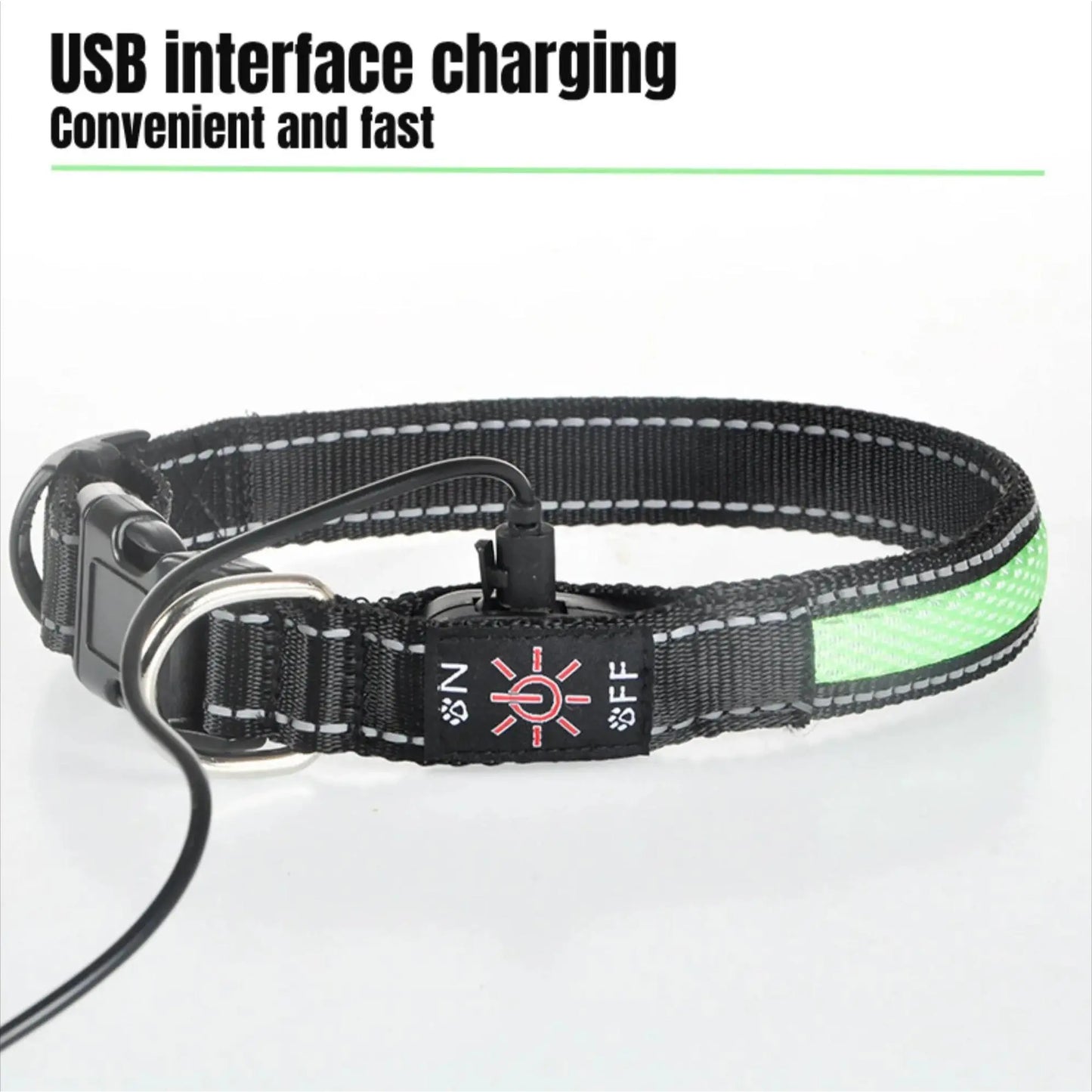 LED Light up Dog Collar - USB Rechargeable Luminous Safety Collar, Adjustable Soft Mesh for Small Medium Large Dogs (S-L)