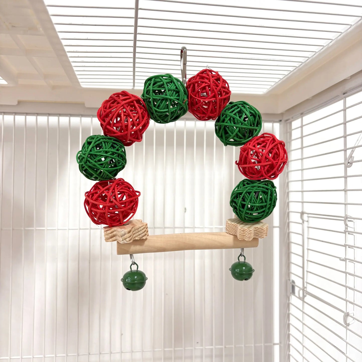 3Pcs Parrot Christmas Toy Set, Festive Parrot Vine Ball Swing Tree, Ideal for Small Parrots, Fun Bird Play, Cage Hanging Decor
