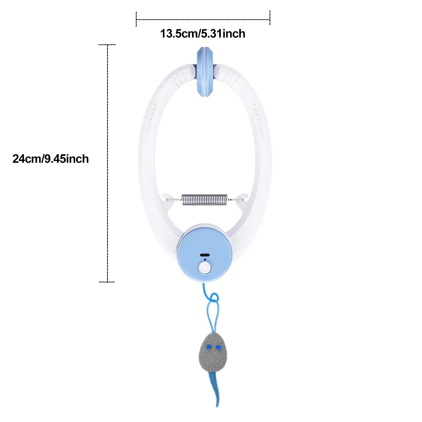 Rechargeable Electric Cat Teaser Toy - Remote Control, Clip on Door Frame, Automatic Interactive, Mice Shape, Universal Fit, Stylish Touch Kitty Toy for Cat Exercise & Fun (Blue)