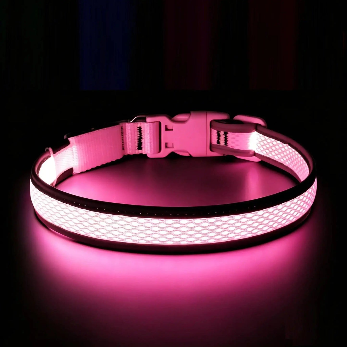 LED Light up Dog Collar - USB Rechargeable Luminous Safety Collar, Adjustable Soft Mesh for Small Medium Large Dogs (S-L)