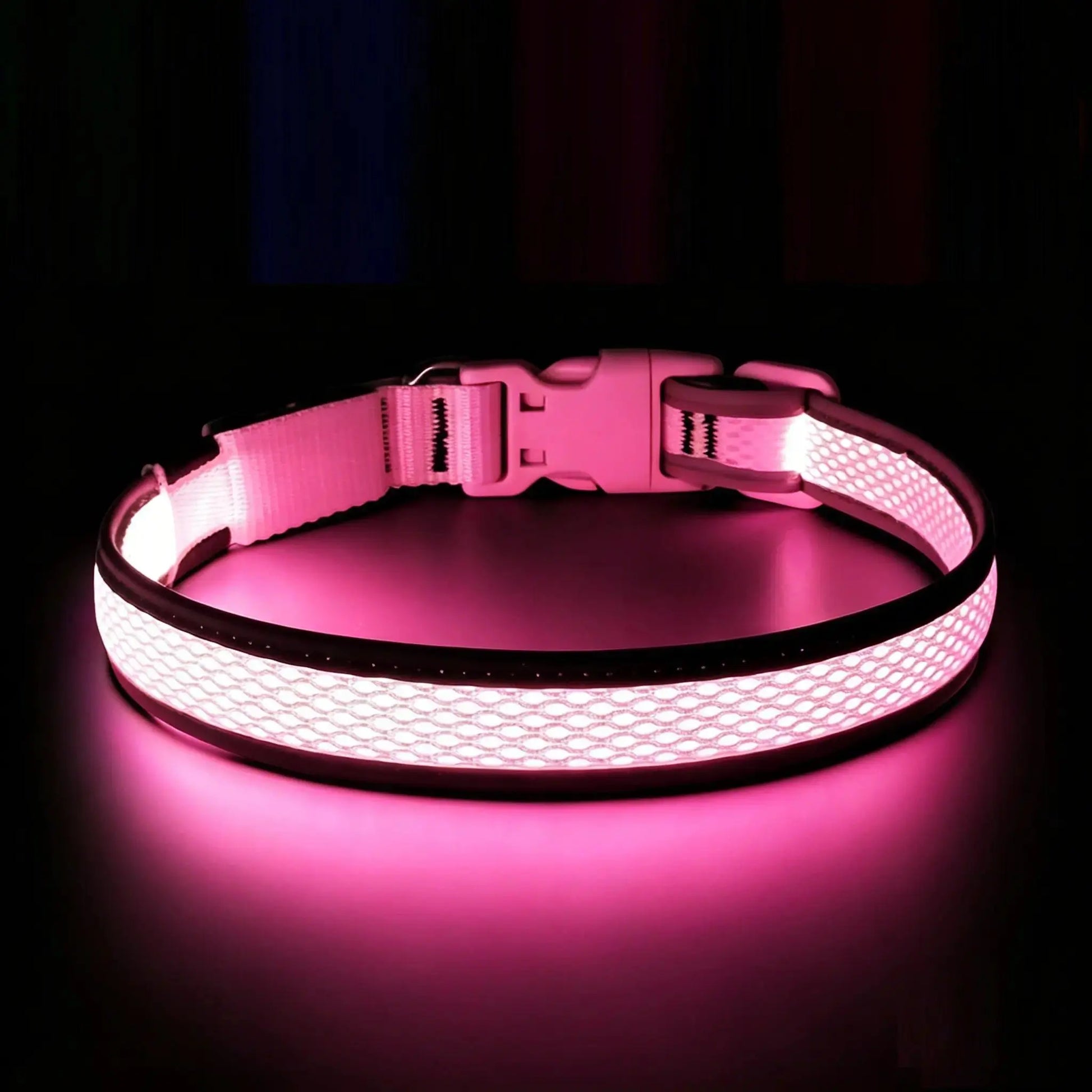 LED Light up Dog Collar - USB Rechargeable Luminous Safety Collar, Adjustable Soft Mesh for Small Medium Large Dogs (S-L)