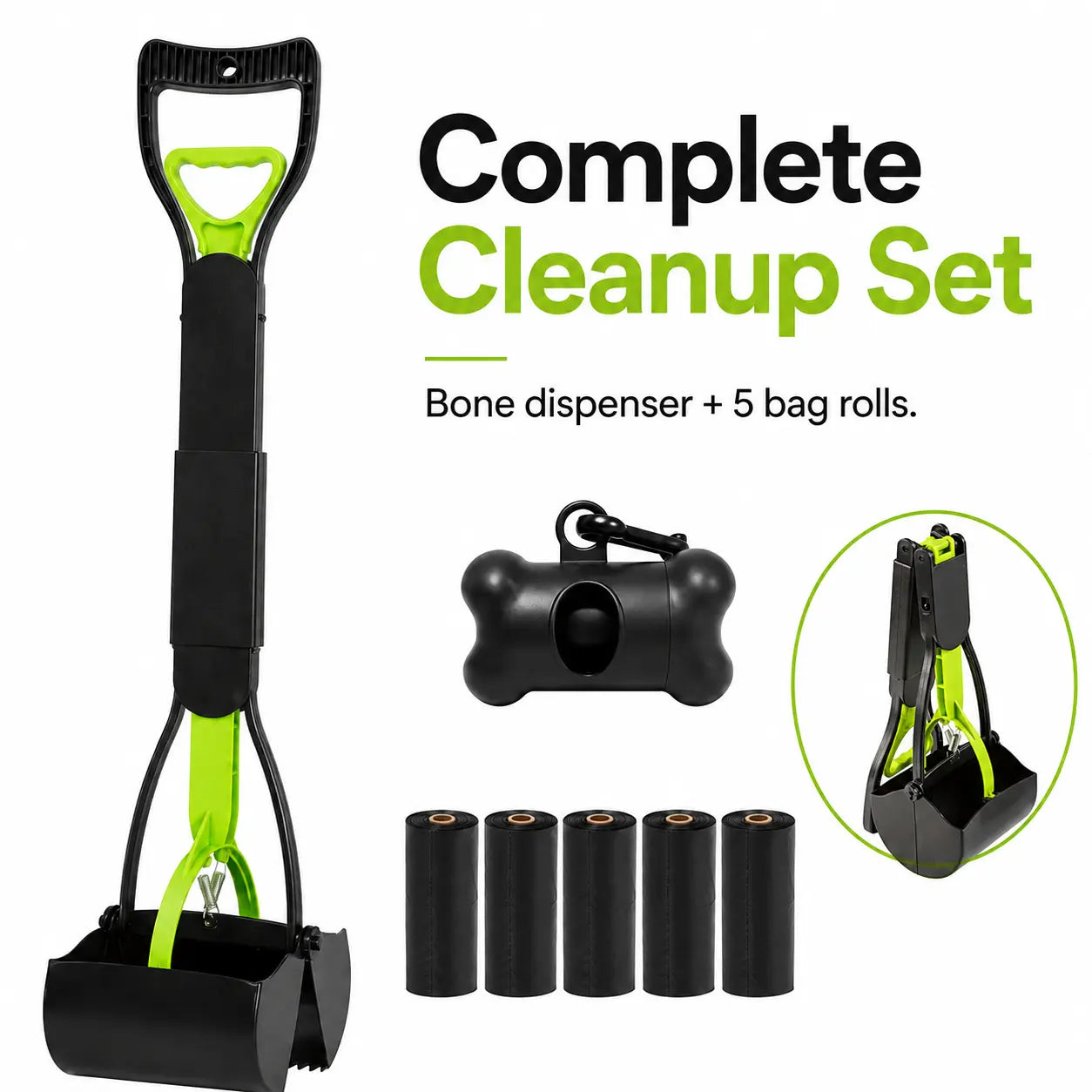 Manual Plastic Dog Waste Scooper - Heavy-Duty Long Handle, Tall Profile, Portable Bag Box-Equipped Outdoor Pet Cleanup Tool, Single Item for Dogs