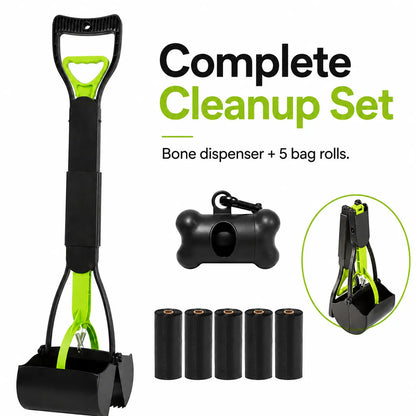 Manual Plastic Dog Waste Scooper - Heavy-Duty Long Handle, Tall Profile, Portable Bag Box-Equipped Outdoor Pet Cleanup Tool, Single Item for Dogs