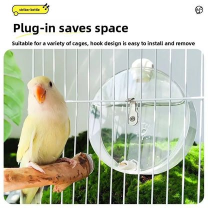 Space Capsule Automatic Bird Water Dispenser, Large Bird Cage Water Feeder for Budgies Cockatiels Parakeets, Hanging Pet Waterer