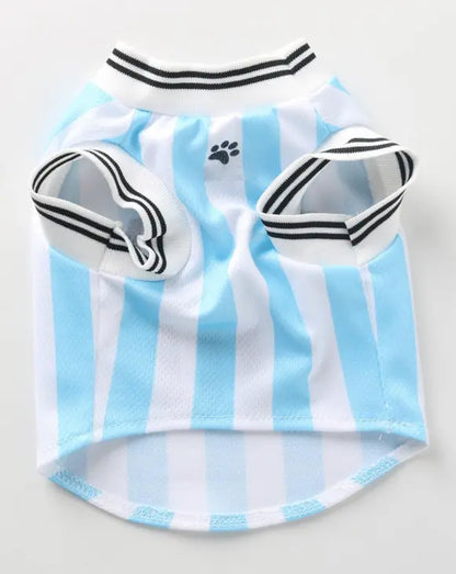 Pet Dog & Cat Knit Soccer Jersey Vest - Striped Graphic, English Numbers & Letters Print, Ribbed Cuffs & Hem, Sport Look, Comfortable & Secure Fit, Fun Element, Stylish Functional 1-Piece Apparel for All Breeds