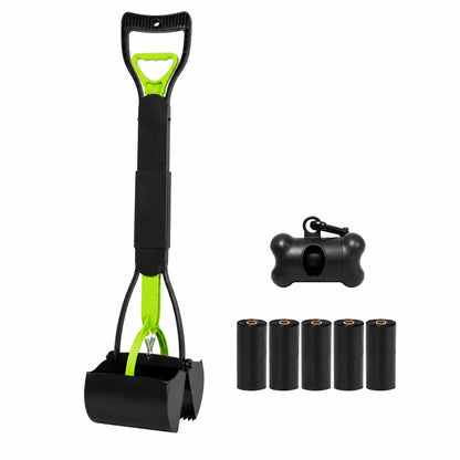 Manual Plastic Dog Waste Scooper - Heavy-Duty Long Handle, Tall Profile, Portable Bag Box-Equipped Outdoor Pet Cleanup Tool, Single Item for Dogs