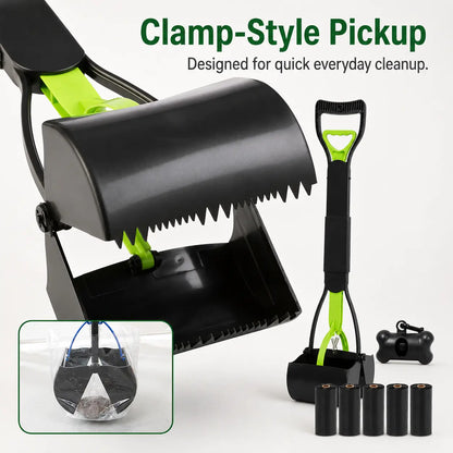 Manual Plastic Dog Waste Scooper - Heavy-Duty Long Handle, Tall Profile, Portable Bag Box-Equipped Outdoor Pet Cleanup Tool, Single Item for Dogs