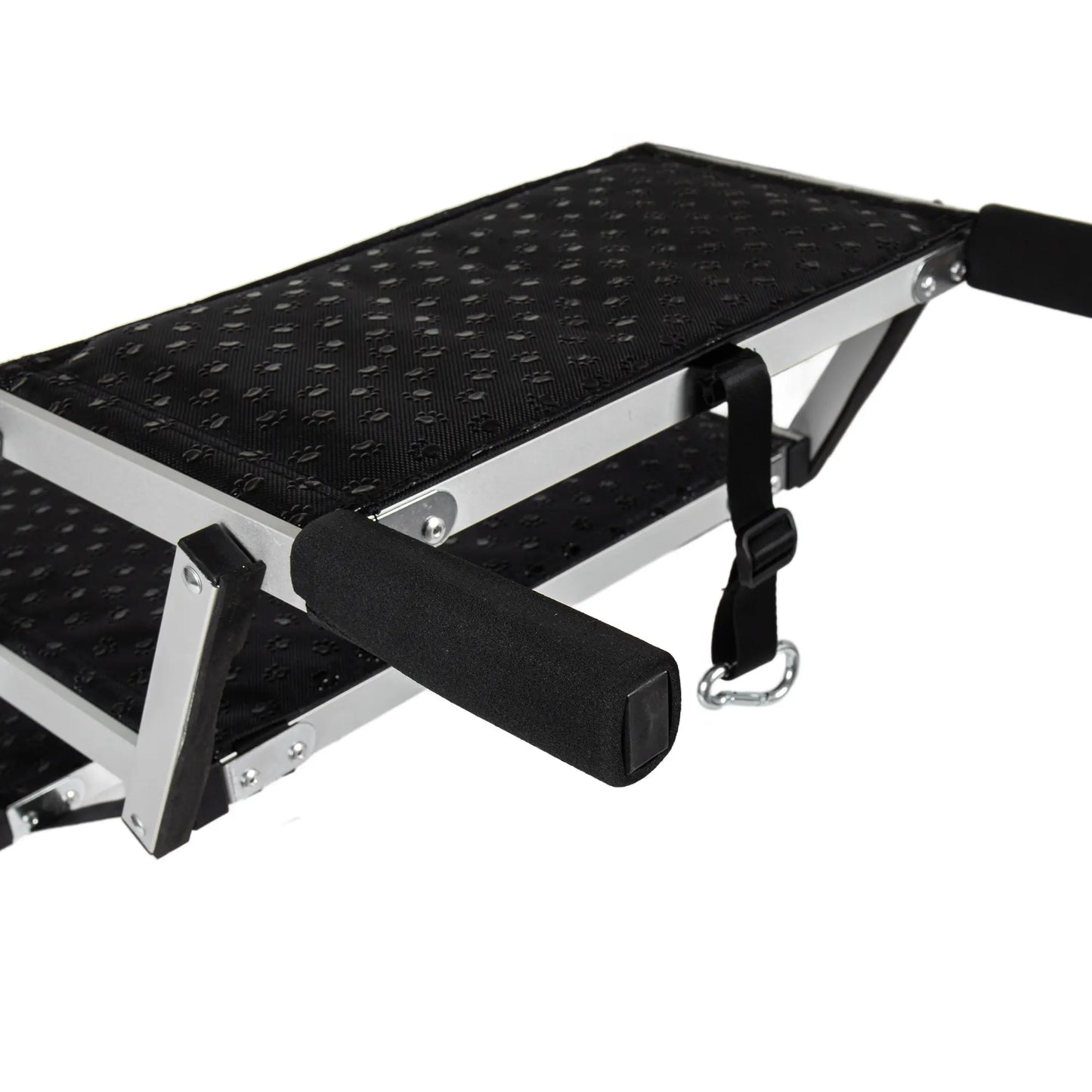 5-Step Heavy-Duty Aluminum Frame Foldable Dog Stairs - No Assembly, Foam Handle, Non-Slip Surface, Adjustable Length, Joint-Safe Design, Boost Stability, Supports up to 250 Lbs for Cars, High Beds