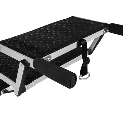 5-Step Heavy-Duty Aluminum Frame Foldable Dog Stairs - No Assembly, Foam Handle, Non-Slip Surface, Adjustable Length, Joint-Safe Design, Boost Stability, Supports up to 250 Lbs for Cars, High Beds