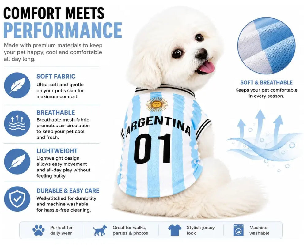 Pet Dog & Cat Knit Soccer Jersey Vest - Striped Graphic, English Numbers & Letters Print, Ribbed Cuffs & Hem, Sport Look, Comfortable & Secure Fit, Fun Element, Stylish Functional 1-Piece Apparel for All Breeds