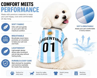 Pet Dog & Cat Knit Soccer Jersey Vest - Striped Graphic, English Numbers & Letters Print, Ribbed Cuffs & Hem, Sport Look, Comfortable & Secure Fit, Fun Element, Stylish Functional 1-Piece Apparel for All Breeds